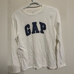 GAP Kids White Long Sleeve Tee with Blue Logo